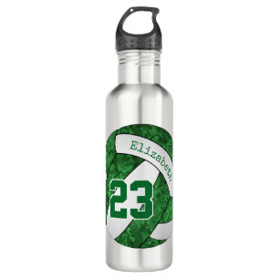 green white volleyball girls' custom team colors stainless steel water bottle