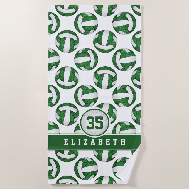 green white volleyball girls team sports beach towel (Front)