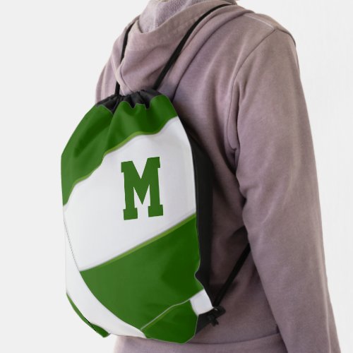 green white volleyball team colors boys girls drawstring bag