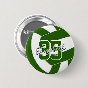 green white volleyball team colors button