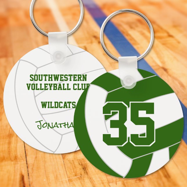 Green white volleyball team colors keychain (Creator Uploaded)