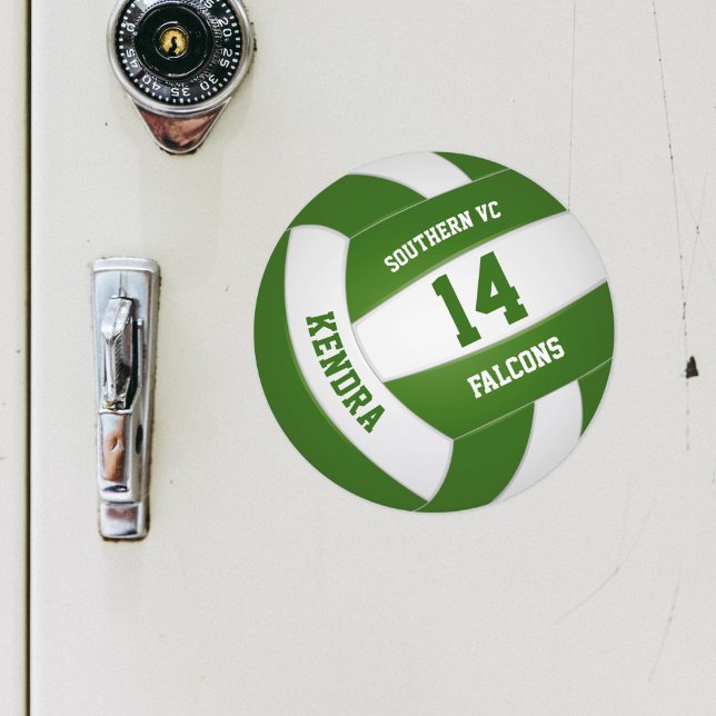 green white volleyball team pride teens locker or car magnet (Magnet on locker)