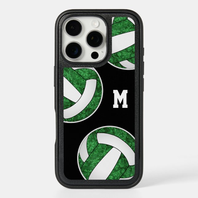 green white volleyballs girly monogrammed otterbox iPhone case (Back)