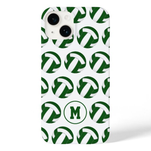 green white volleyballs pattern with her monogram Case-Mate iPhone 14 case