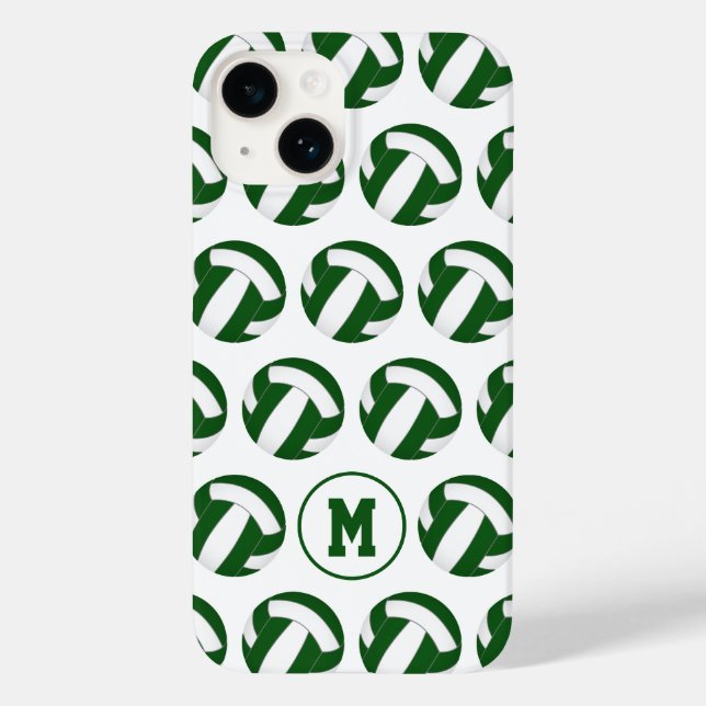green white volleyballs pattern with her monogram Case-Mate iPhone case (Back)