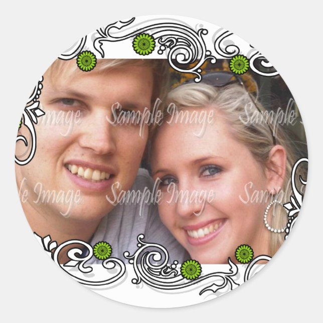 Green white wedding favor seals (Front)