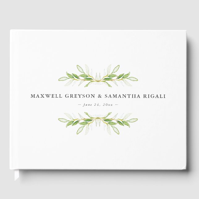Green & White Wedding Guest Book (Front)
