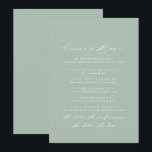 Green White Wedding Kissing Menu Game Card<br><div class="desc">This green white wedding kissing menu game card is perfect for a rustic wedding reception. The simple and stylish design features classic and fancy script typography in a green background.</div>