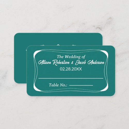 Green  White Wedding Table Number place card