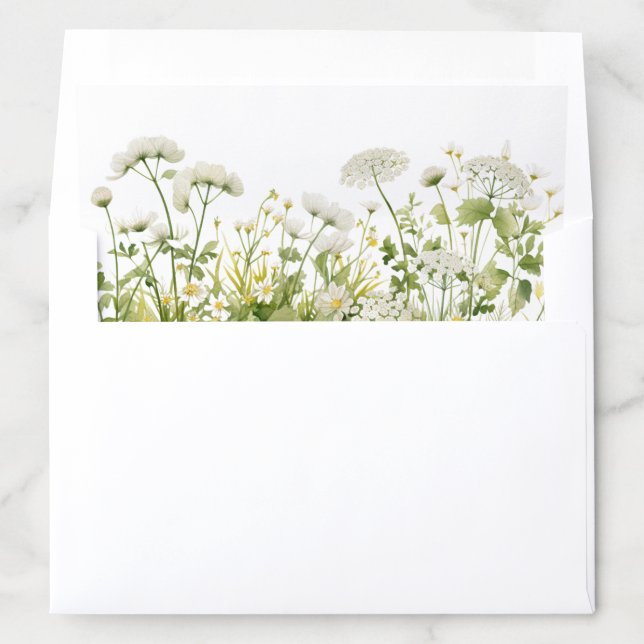 Green & White Wildflower Baby in Bloom Baby Shower Envelope Liner (In Envelope)