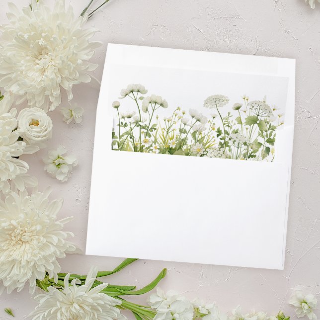 Green & White Wildflower Baby in Bloom Baby Shower Envelope Liner (Creator Uploaded)