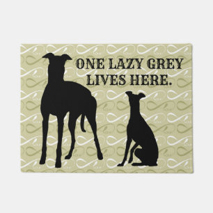 GREEN & WHITE WITH GREYHOUNDS DOORMAT