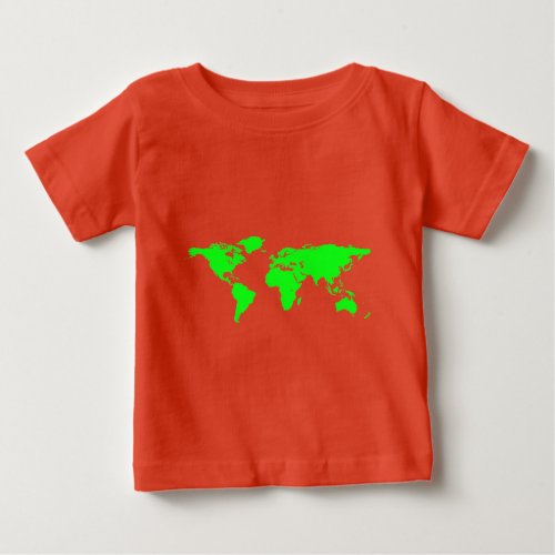 Green White World Map Baby T_Shirt