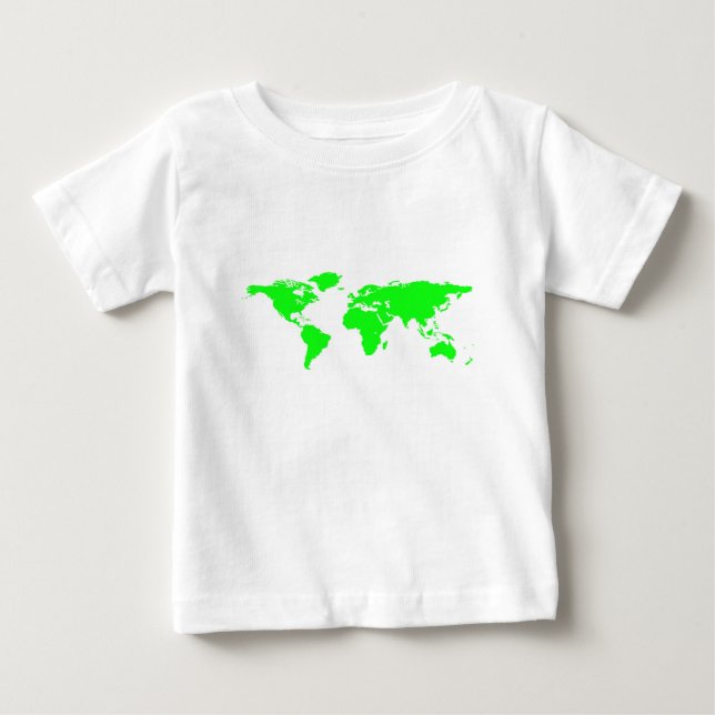 Green White World Map Baby T-Shirt (Front)
