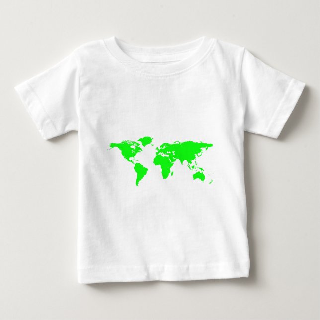 Green White World Map Baby T-Shirt (Front)