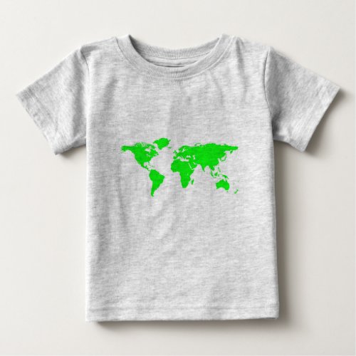 Green White World Map Baby T_Shirt