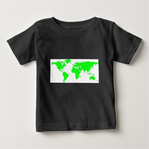 Green White World Map Baby T_Shirt