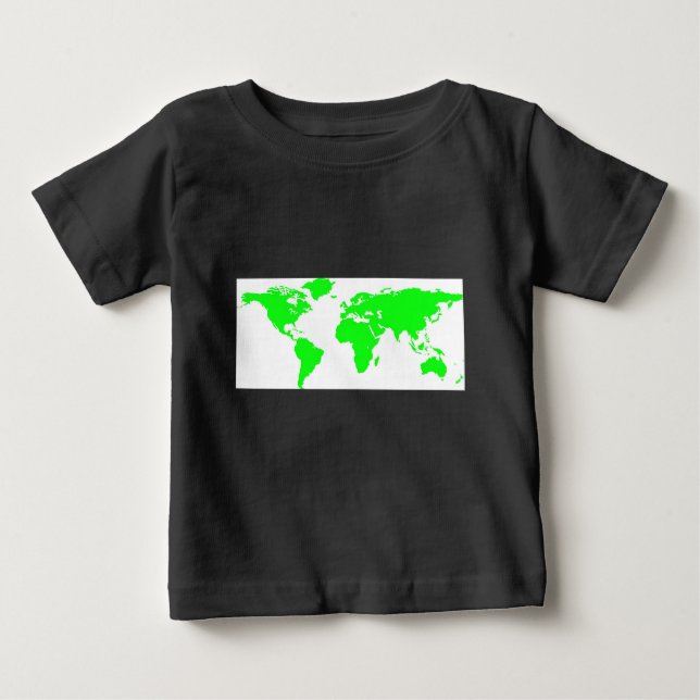 Green White World Map Baby T-Shirt (Front)