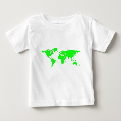 Green White World Map Baby T_Shirt