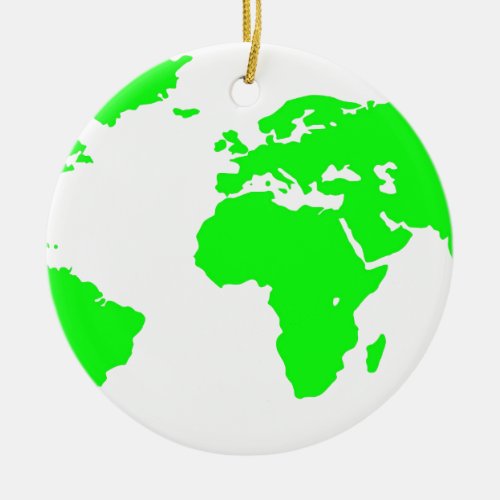 Green White World Map Ceramic Ornament