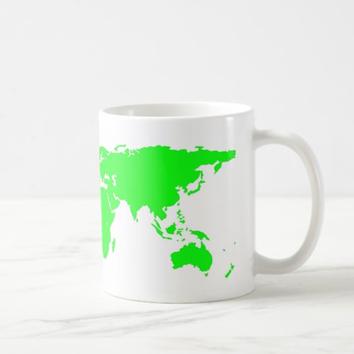 Green White World Map Coffee Mug