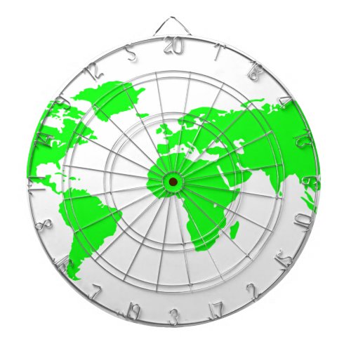 Green White World Map Dart Board