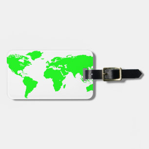 Green White World Map Luggage Tag