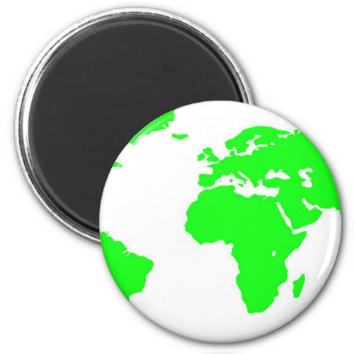 Green White World Map Magnet