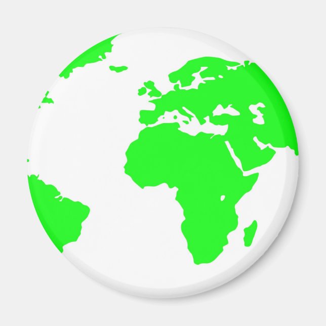 Green White World Map Magnet (Front)