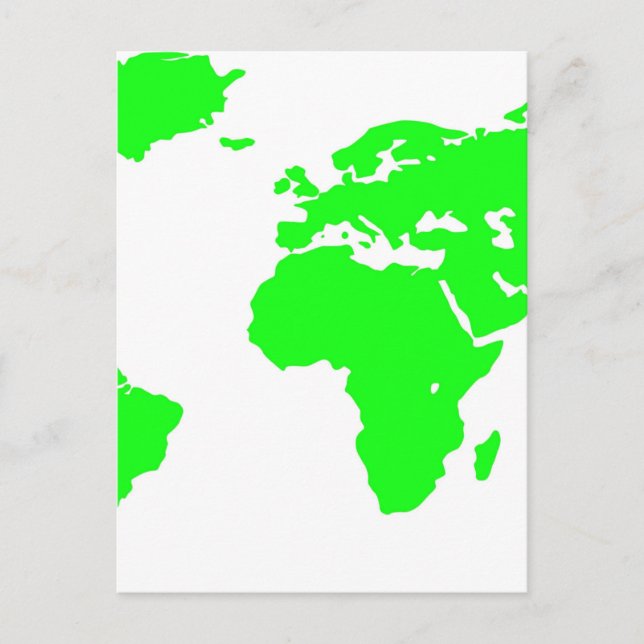 Green White World Map Postcard (Front)