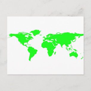 Green White World Map Postcard