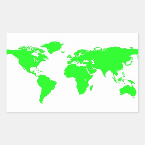 Green White World Map Rectangular Sticker