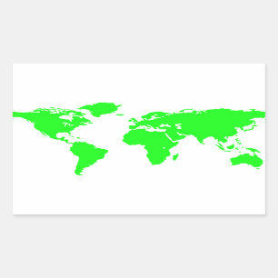 Green White World Map Rectangular Sticker