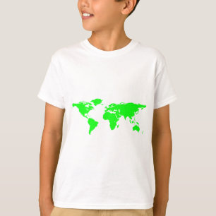Green White World Map T-Shirt