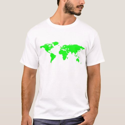 Green White World Map T_Shirt