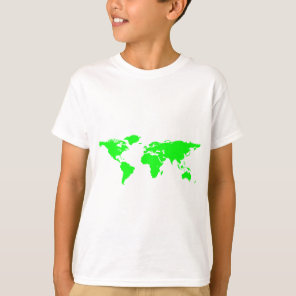 Green White World Map T-Shirt