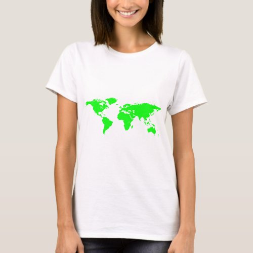 Green White World Map T_Shirt