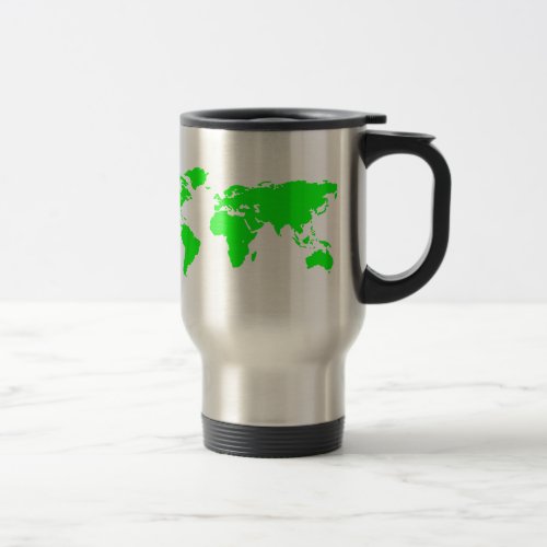 Green White World Map Travel Mug