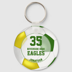 green white yellow kids soccer team spirit keychain