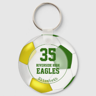 green white yellow kids soccer team spirit keychain