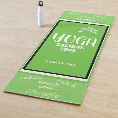 Green White Yoga Calming Zone Yoga Mat