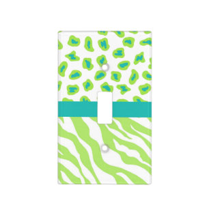 Green White Zebra Leopard Skin Monogram Initial Light Switch Cover