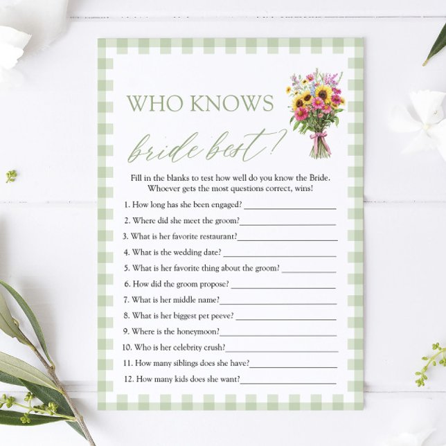 Green Who Knows The Bride Best Bridal Shower Game Invitation (Green Who Knows The Bride Best Bridal Shower Game)