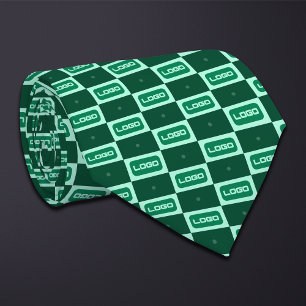 Green (Wide Rectangle) Logo Checkerboard Neck Tie