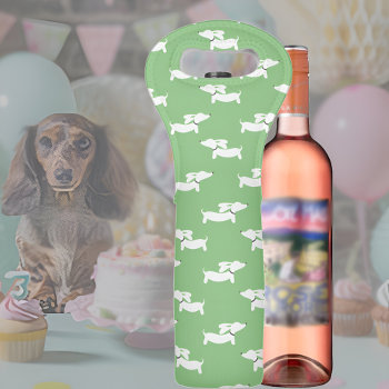 Green Wiener Dog Wine Tote Bag Gift by Smoothe1 at Zazzle