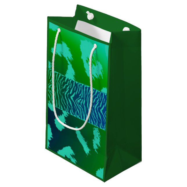 Green Wild Animal Pattern Small Gift Bag (Front Angled)