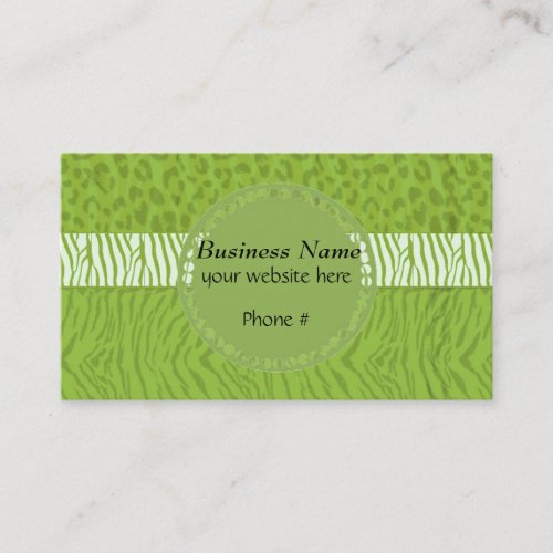 Green Wild Animal Print Business Card