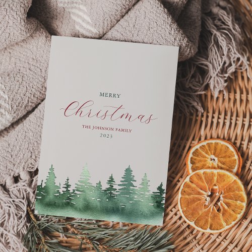 Green Wild Forest Christmas Trees Holiday Card