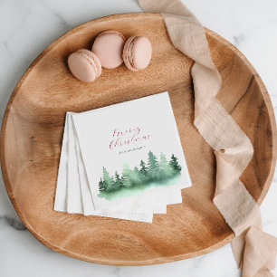 Green Wild Forest Christmas Trees Napkins
