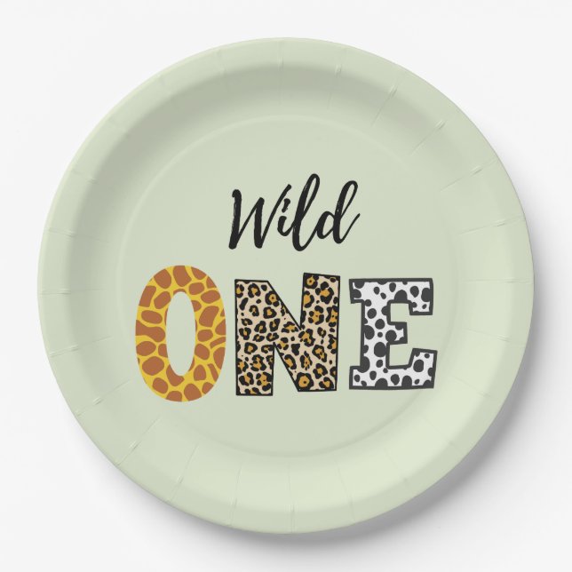 Green Wild one Calligraphy Paper Plate (Front)